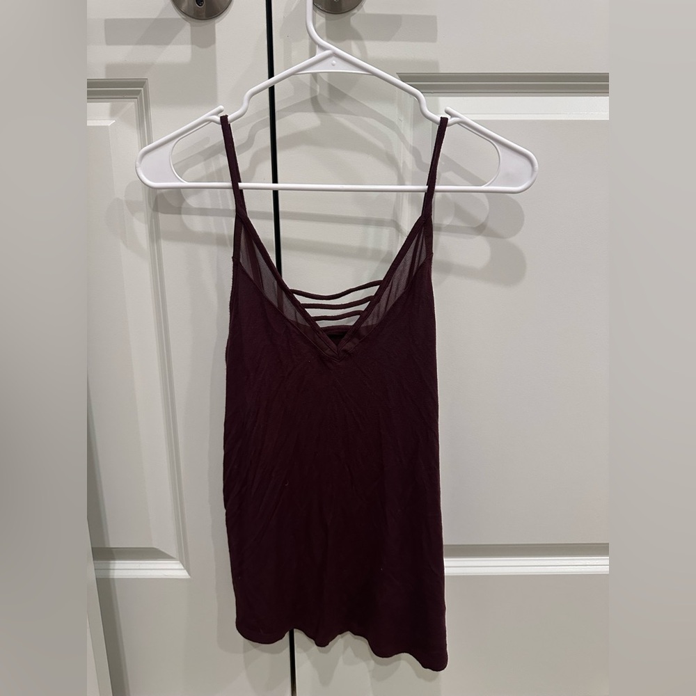 American Eagle Outfitters Burgundy Strappy Top - Picture 1 of 4